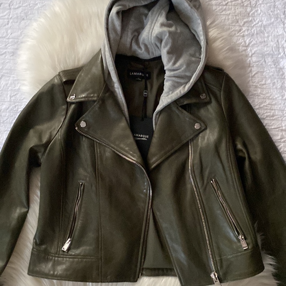 Lamarque Holy leather Biker Jacket with hood